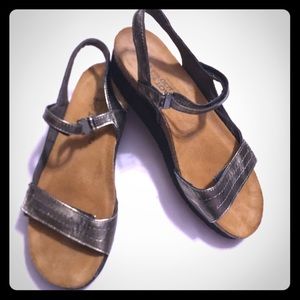 NAOT metallic gray sandals